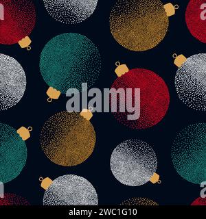 Christmas balls seamless pattern. Holiday background, wrapping paper or fabric design Stock Vector