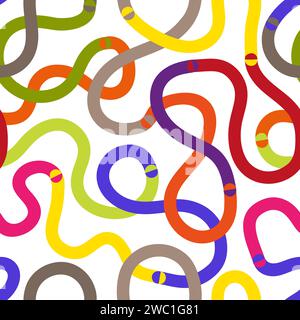 Colorful line seamless pattern. Vector fun background for kids in minimalist style Stock Vector