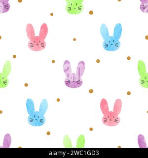 Seamless Easter pattern with cute bunny. Vector simple colorful rabbit illustration Stock Vector