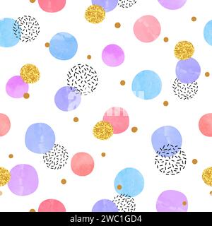 Seamless dotted pattern with colorful circles. Vector background with round shapes Stock Vector