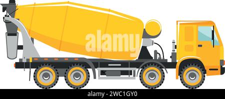 Concrete Mixer Truck Icon in Flat Style. Stock Vector