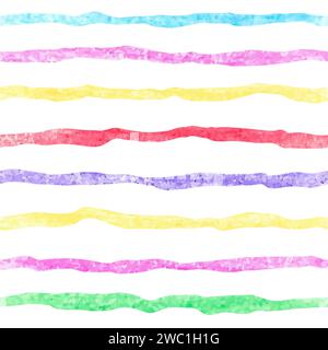 Horizontal colorful stripes seamless pattern. Striped vector background. Pencil drawing texture Stock Vector