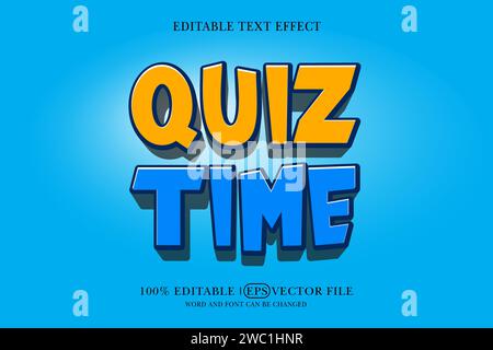 Quiz title background Editable text effect, 3d text template, Stock Vector