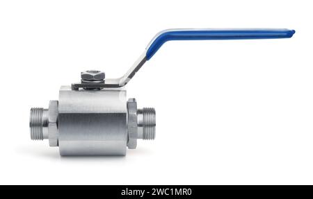 Side view of high pressure ball valve isolated on white Stock Photo