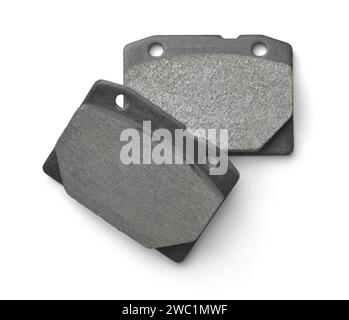 Top view of two car brake pads isolated on white Stock Photo