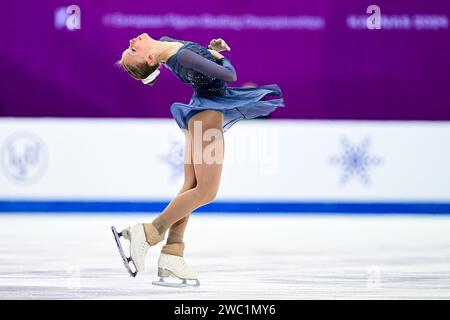 Mariia SENIUK (ISR), during Women Free Skating, at the ISU European Figure Skating Championships 2024, at algiris Arena, on January 13, 2024 in Kaunas, Lithuania. Credit: Raniero Corbelletti/AFLO/Alamy Live News Stock Photo