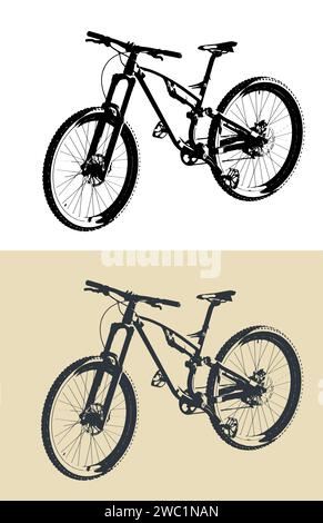 Stylized vector illustrations of a trail bike Stock Vector