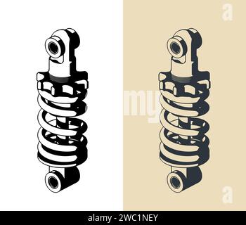 Stylized vector illustrations of a mountain bike shock absorber Stock Vector