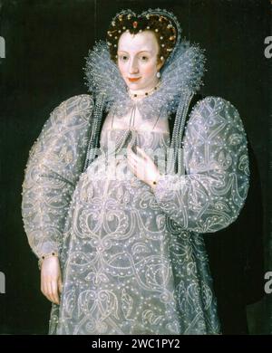 Portrait of an Unknown Lady, painting in oil on wood by Marcus Gheeraerts the Younger (attributed), circa 1595 Stock Photo