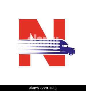Initial Letter N Truck Logo For Transportation Symbol. Transportation Logotype Stock Vector