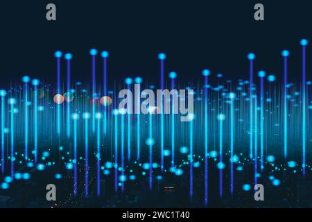 Smart city connection dot point connect with line network, technology metaverse concept.Big data connection technology Stock Photo