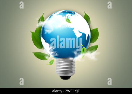 World map with environment day on light bulb for text background Stock Photo