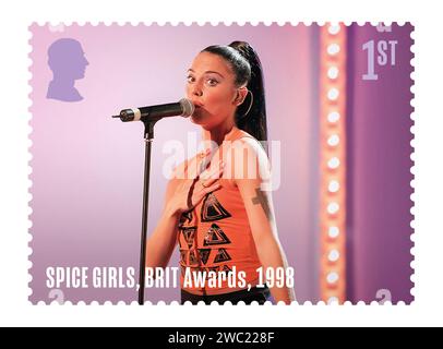 Non Exclusive: The Royal Mail unveils a new set of stamps featuring the Spice Girls, to celebrate the 30th anniversary of the chart-topping girl group Stock Photo