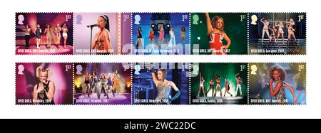 Non Exclusive: The Royal Mail unveils a new set of stamps featuring the Spice Girls, to celebrate the 30th anniversary of the chart-topping girl group Stock Photo