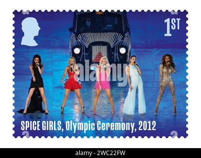 Non Exclusive: The Royal Mail unveils a new set of stamps featuring the Spice Girls, to celebrate the 30th anniversary of the chart-topping girl group Stock Photo