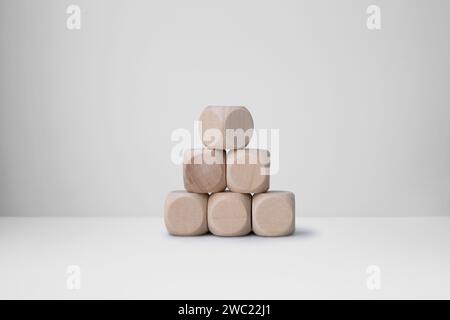 construction from wooden cubes. It is isolated on a white background Stock Photo
