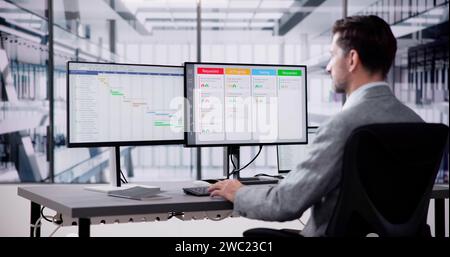 Business Schedule Calendar And Agenda Gantt Report Stock Photo