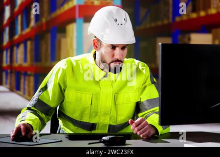 Warehouse Worker And Manager Checking Inventory In Warehouse Stock Photo