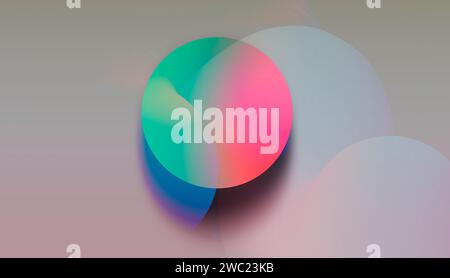 Abstract neon shapes in gradient pastel colors. Poster with blurred effect. Asymmetric composition. Applicable for landing page, invitation, advertise Stock Photo