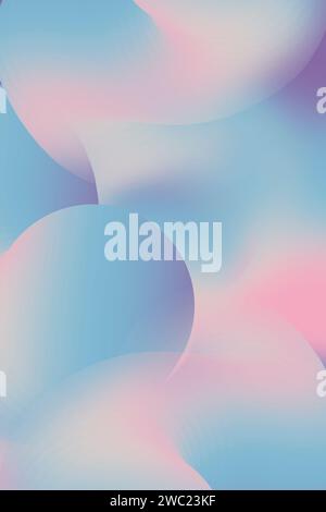 Abstract neon shapes in gradient pastel colors. Poster with blurred effect. Asymmetric composition. Applicable for landing page, invitation, advertise Stock Photo