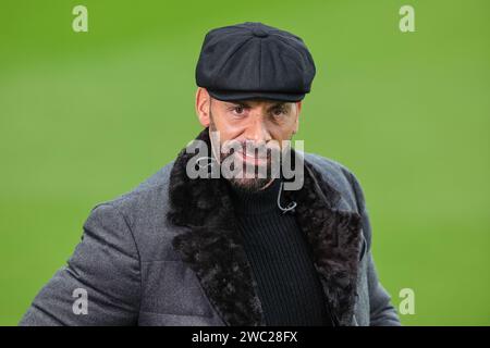 Sports presenter Rio Ferdinand during the Premier League match Newcastle United vs Manchester City at St. James's Park, Newcastle, United Kingdom, 13th January 2024  (Photo by Mark Cosgrove/News Images) Stock Photo