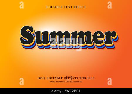 Summer title background Editable text effect, 3d text template, Stock Vector
