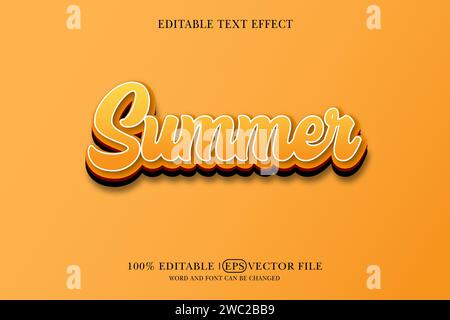 Summer title background Editable text effect, 3d text template, Stock Vector