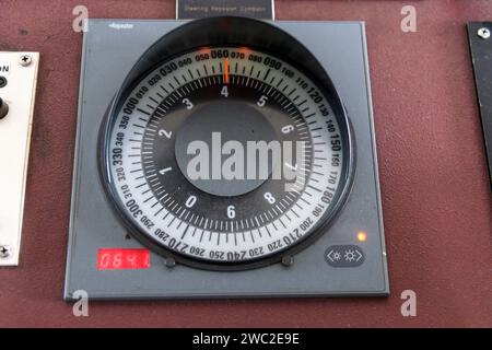 Gyro compass repeater on the navigational control pane of navigational ...