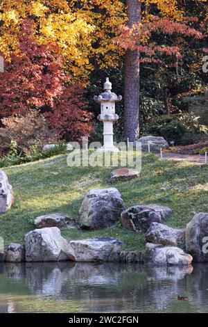 Japanese Lantern at the Duke Gardens located on the Duke University campus in Durham, North Carolina Stock Photo