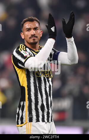Danilo (Juventus) celebrates at the end of  the Coppa Italia Quarter Final match between Juventus FC and Frosinone Calcio at Allianz Stadium on Januar Stock Photo