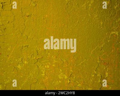 Surface of old peeling damaged orange paint. Stock Photo