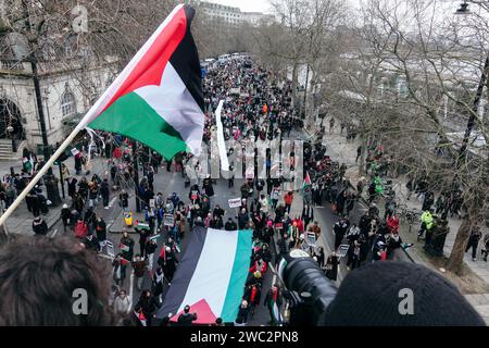 London, UK. 13th January, 2024 Many thousands marched through the streets in support of Palestine and Yemen against recent strikes carried out by the UK/USA. This is the first major protest of 2024, and saw a large turnout despite the cold weather. © Amstel Adams/ Alamy Live News Stock Photo