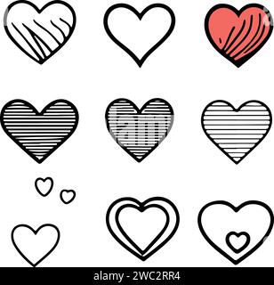 Great and lovely hearts icons vector set Stock Vector