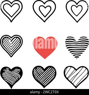 Gorgeous and lovely hearts icons vector set Stock Vector