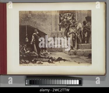 Photo production of a painting by José María Casado del Alisal, representing the legend of King Ramiro II of Aragón (De Monnik), Juan Laurent, after José María Casado del Alisal, in or after 1881 - c. 1885 photograph Part of Reisalbum with photos of sights in Spain and Morocco.  cardboard. paper. photographic support albumen print murder Aragon Stock Photo