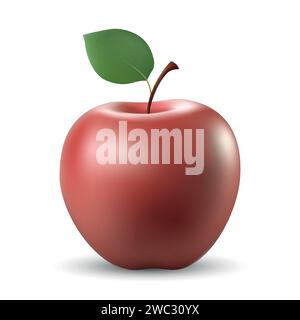 Realistic 3d red apple Isolated On White Background Stock Vector