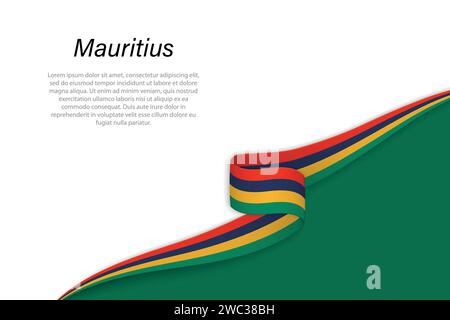 Wave flag of Mauritius with copyspace background. Banner or ribbon ...