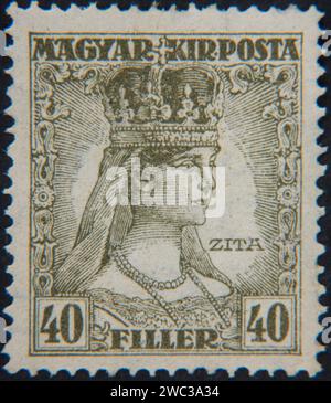 Zita, (1892â€“1989) Empress of Austria and Queen of Hungary 1916â€“18. Portrait on Hungarian postage stamp Stock Photo