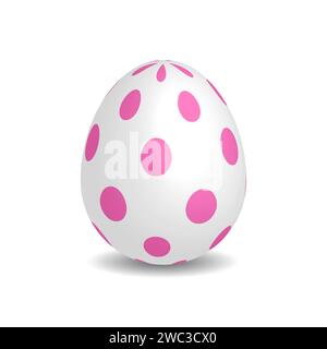 Simple white Easter egg with pink dots Stock Vector