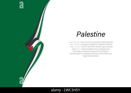 Wave flag of Palestine with copyspace background. Banner or ribbon vector template Stock Vector