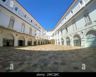 National historical museum in Rio de Janeiro, Brazil - January 1, 2016: view from inside the national historical museum in Rio de Janeiro. Stock Photo