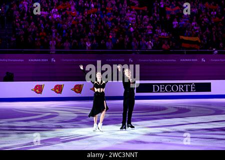 Ice Dance Awards, Allison REED & Saulius AMBRULEVICIUS (LTU) third place, during Victory Ceremony, at the ISU European Figure Skating Championships 2024, at algiris Arena, on January 13, 2024 in Kaunas, Lithuania. Credit: Raniero Corbelletti/AFLO/Alamy Live News Stock Photo