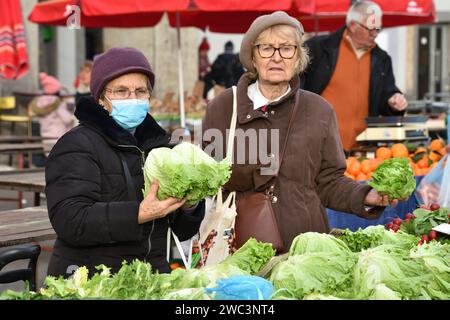 Zagreb, Croatia : 01,05,2024 : Vegetable market called Dolac in the center of Zagreb, the capital of Croatia. Stock Photo