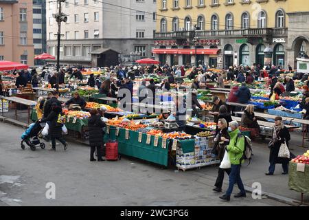 Zagreb, Croatia : 01,05,2024 : Vegetable market called Dolac in the center of Zagreb, the capital of Croatia. Stock Photo