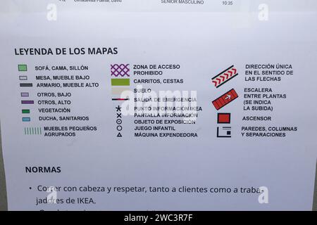 Paredes, Spain. 13th Jan, 2024. Paredes, Spain, January 13th, 2024: The legend of the race maps during the Orienteering Race at Ikea, on January 13, 2024, in Paredes, Asturias. Credit: Alberto Brevers/Alamy Live News. (Photo by Alberto Brevers/Pacific Press) Stock Photo