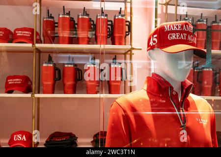 The interior of Trump tower features both restaurants and shops, New York City, USA, 2024 Stock Photo