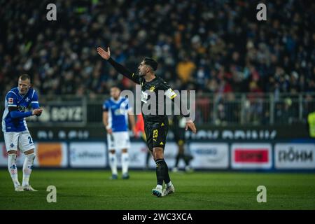 Darmstadt, Germany. 13th Jan, 2024. DARMSTADT, GERMANY - JANUARY 13: Emre Can of Borussia Dortmund gestures during the Bundesliga match between SV Darmstadt 98 and Borussia Dortmund at Merck-Stadion am Boellenfalltor on January 13, 2024 in Darmstadt, Germany. (Photo by Dan O' Connor/ATPImages) (O'CONNOR Dan/ATP/SPP) Credit: SPP Sport Press Photo. /Alamy Live News Stock Photo