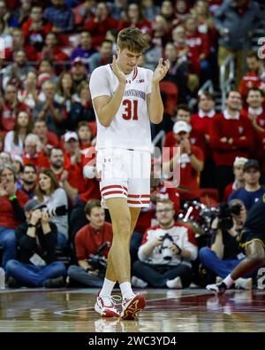 Wisconsin Badgers Forward Nolan Winter (31) Defends During A Big Ten ...