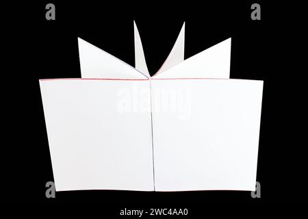 Pages are standing up. The sheets are empty or blank. Edges are emphasized showing that you can be creative on all pages of a book or booklet. Stock Photo