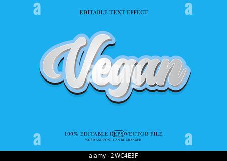 Vegan title background Editable text effect, 3d text template, Stock Vector